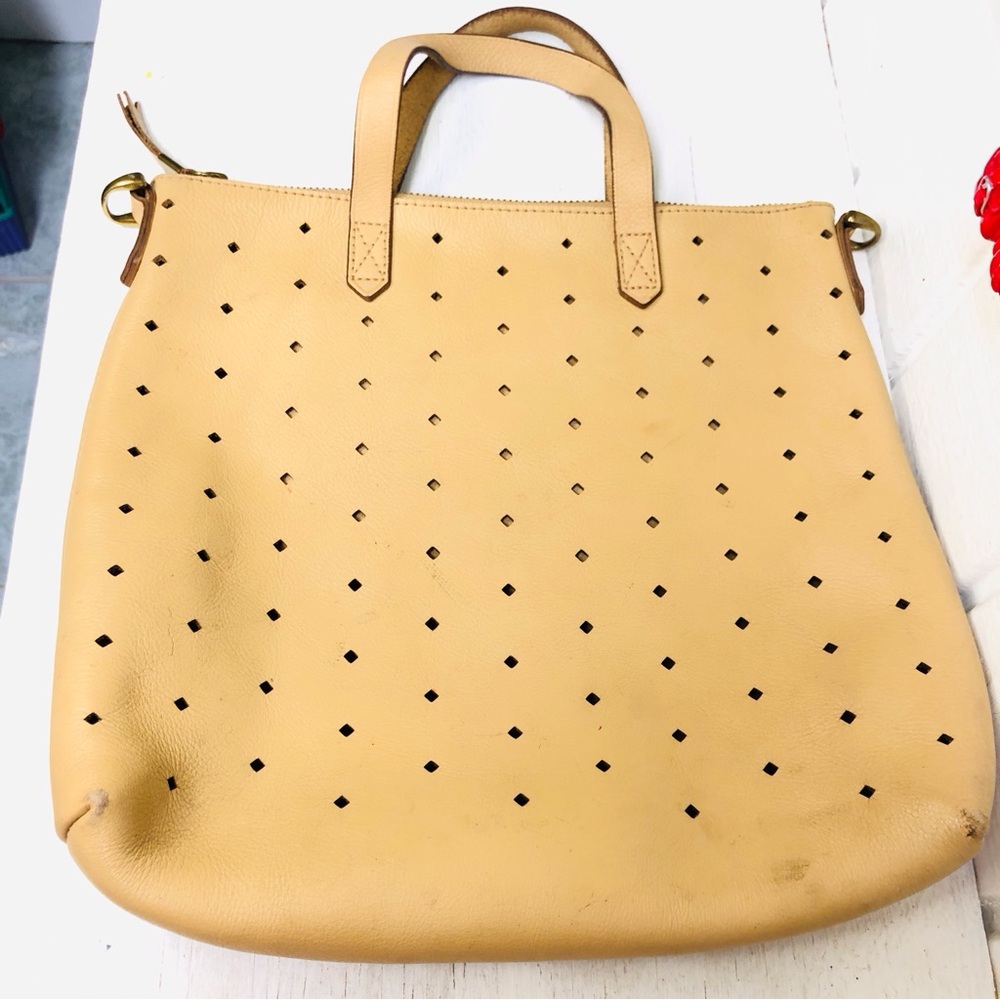 Madewell Mini Transport Preforated Tote Bag Purse Handbag Leather